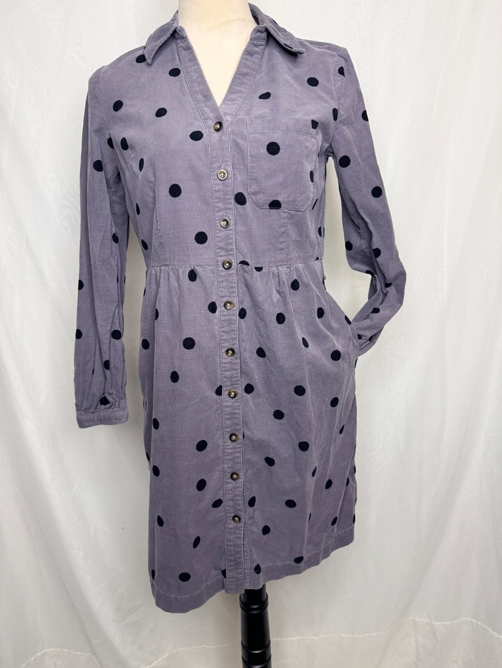 Boden Polka Dot Corduroy Shirt Dress Size US4